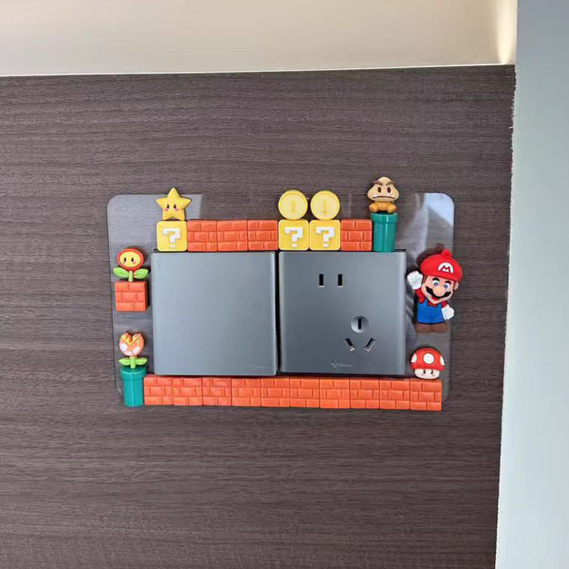 Mario Stereo Lever Switch Sticker Frame Cover Cute Creative Acrylic Socket Decoration Cover Ugly Protective Cover