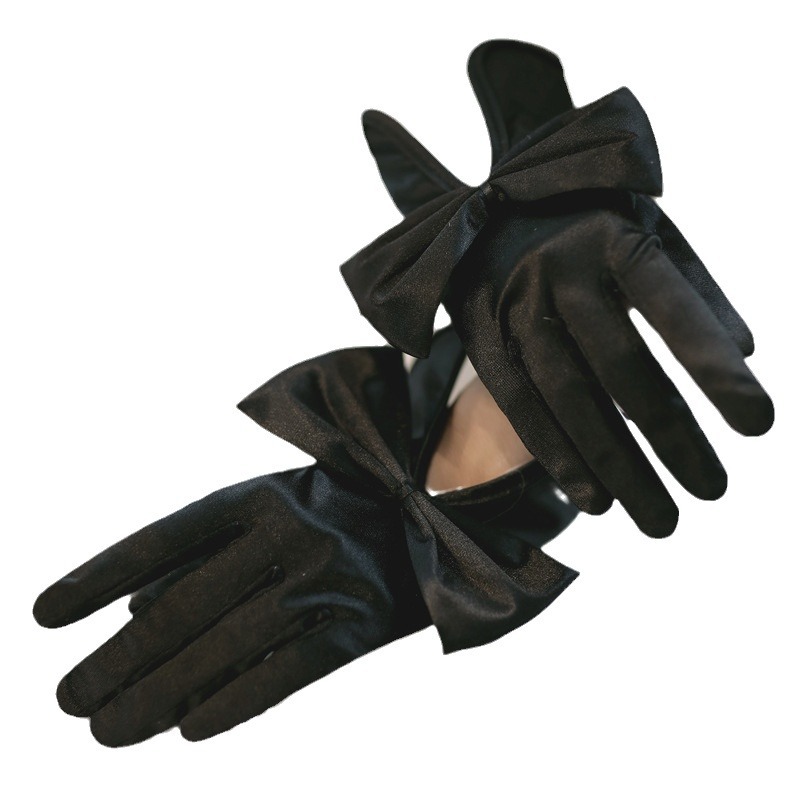 Wedding gloves evening black Bridal Pearl short ebay short finger women's short yarn lace hollow satin bridal style