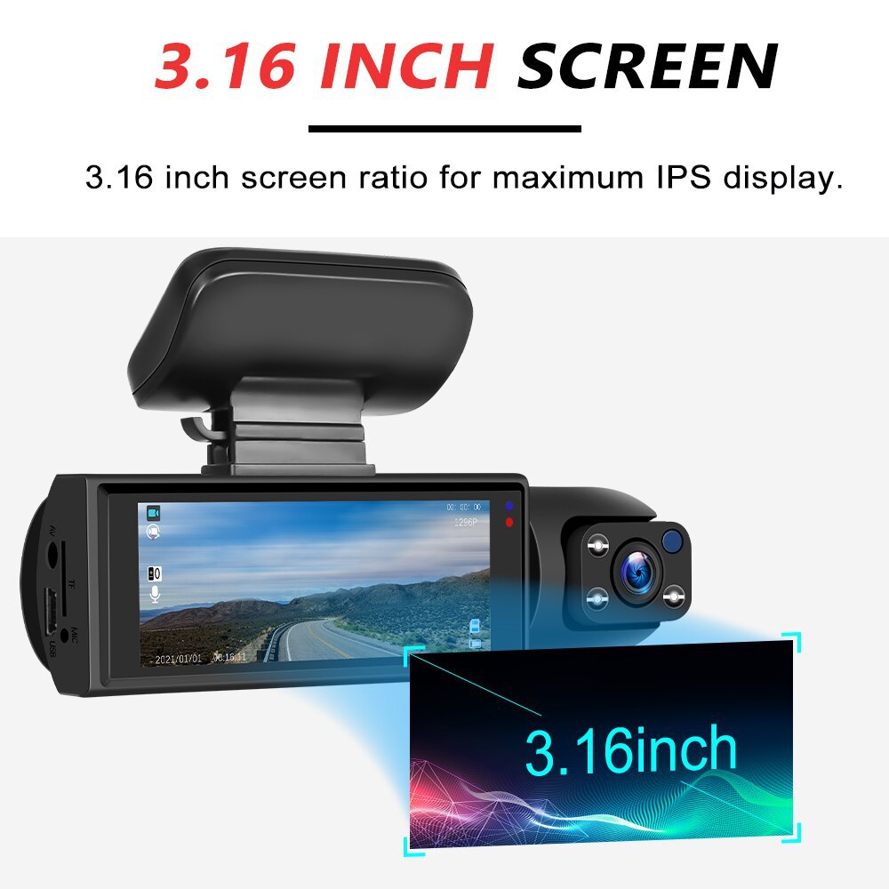 Cross-border driving recorder double lens HD car front car infrared night vision car recorder mobile phone interconnection