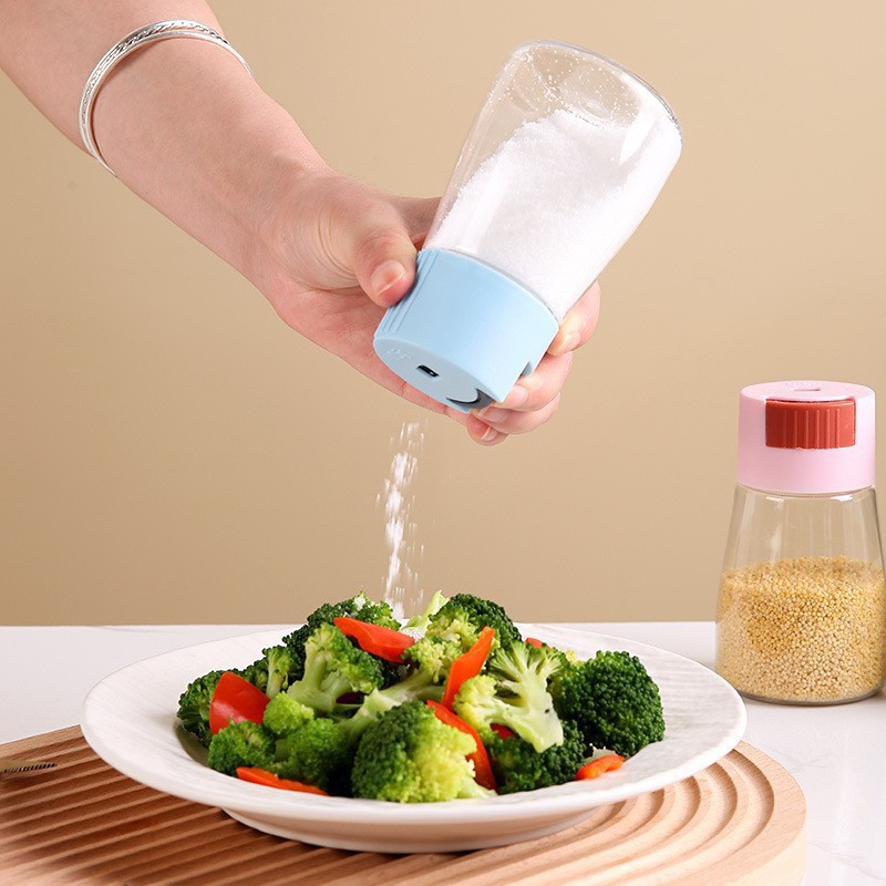 Kitchen Plastic Seasoning Bottle Push-Type Salt Control Bottle Seasoning Bottle Sealed Seasoning Jar Salt Jar Msg Seasoning Jar