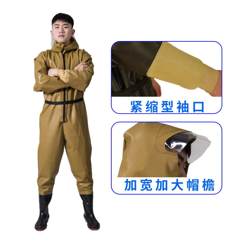 Waterproof Pants, Half-Length Rain Pants, One-Piece Full-Body Leather Fork Waterproof Clothes, Thickened Raincoat