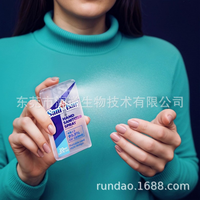 Portable Sterilization and Antibacterial Card Hand Sanitizer 20ml Flap Pocket Pants Spray 75% Alcohol Water-Free Hand Sanitizer Spray