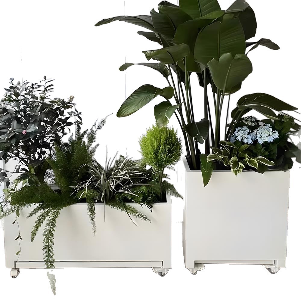 Terrace Outdoor Stainless Steel Flower Box Customized Outdoor Street Square Rectangular Flower Box Customized Iron Fence Flower Bed