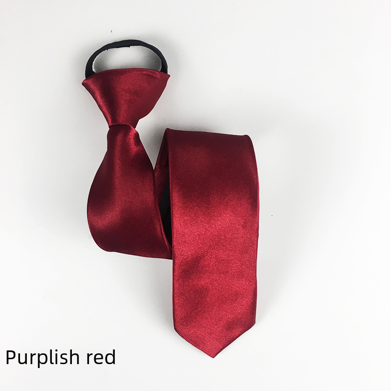 Tie men's zipper tie 5cm lazy solid color student dress Navy Red black wedding easy to pull factory wholesale