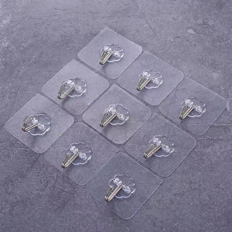 Kitchen Traceless Adhesive Hooks, Bathroom Transparent Wall-Mounted Sticky Hooks, Strong Nail-Free Small Hooks for Behind the Wall or Door, Wall-Mounted Type