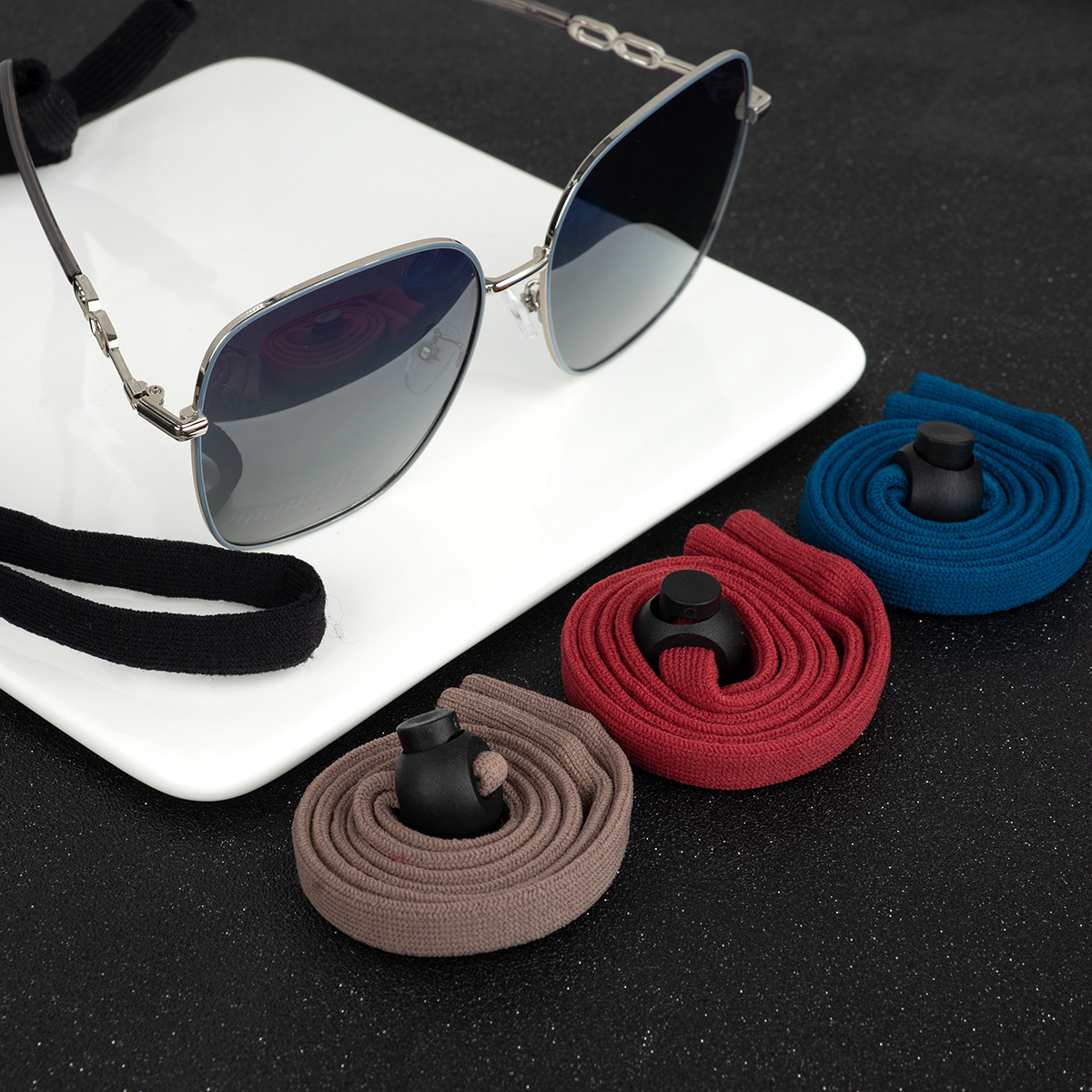 Шнурок для очков, спортивный, регулируемой длины, для мужчин и женщин, противоутратный, черный, солнцезащитные очки, полиэстер, хлопковый шнурок