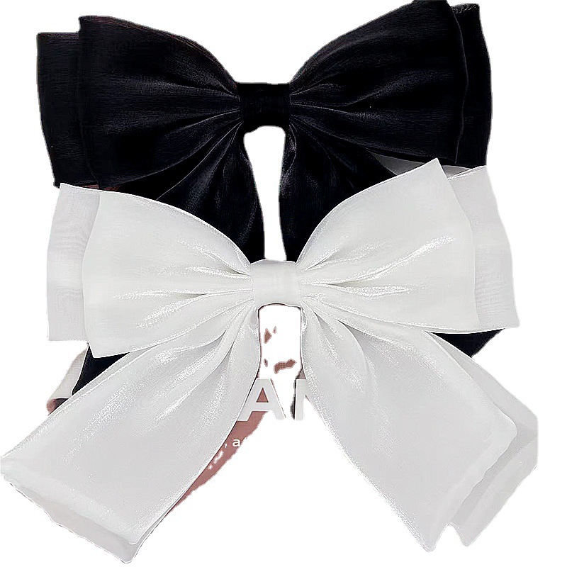 Solid Color Collar Flower Sheer Bow Tie Shirt Accessory Elegant Bow Goddess Style Decoration Couple Style Large Bow