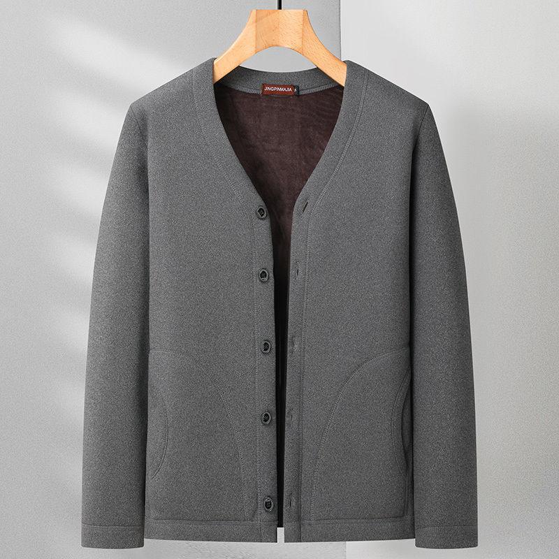 Dad's Cotton-Padded Jacket for Men in Winter, Middle-Aged and Elderly, Fleece-Lined, Thickened, Warm, Small Cotton-Padded Jacket for Inner Wear, Elderly Coat, Grandpa's Winter Outfit