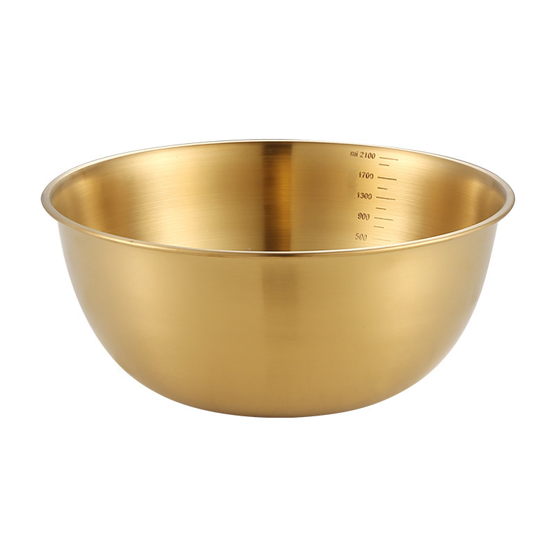 Thickened Stainless Steel Multi-function Cooking Basin Household Korean Style Scaled Salah Bowl Egg-beating Basin and Noodles Multi-purpose Basin