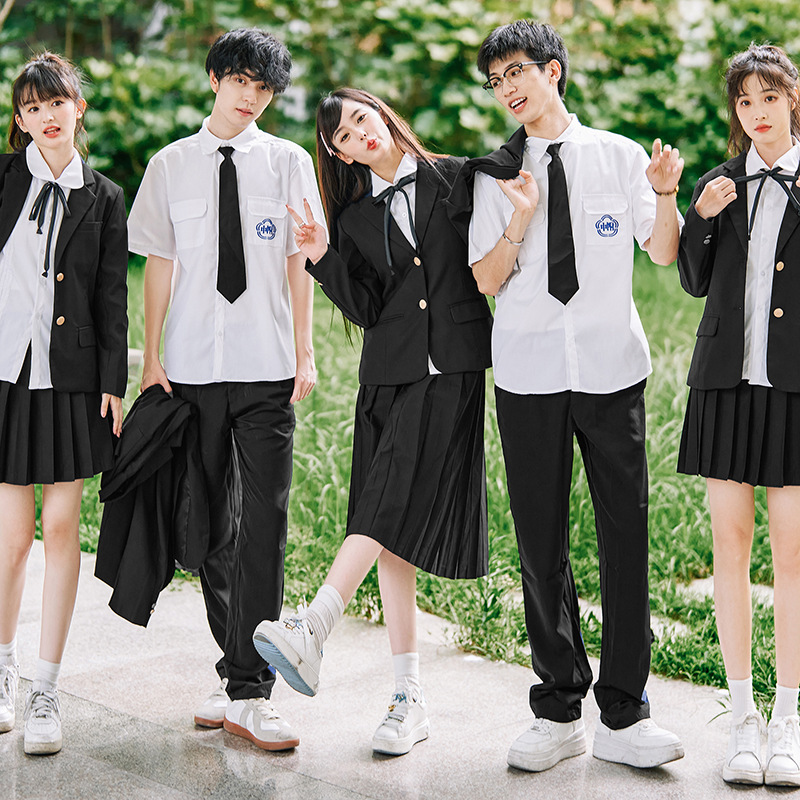 Taiwan affiliated high school genuine school uniform female high school academic style student white shirt jk uniform suit summer graduation season