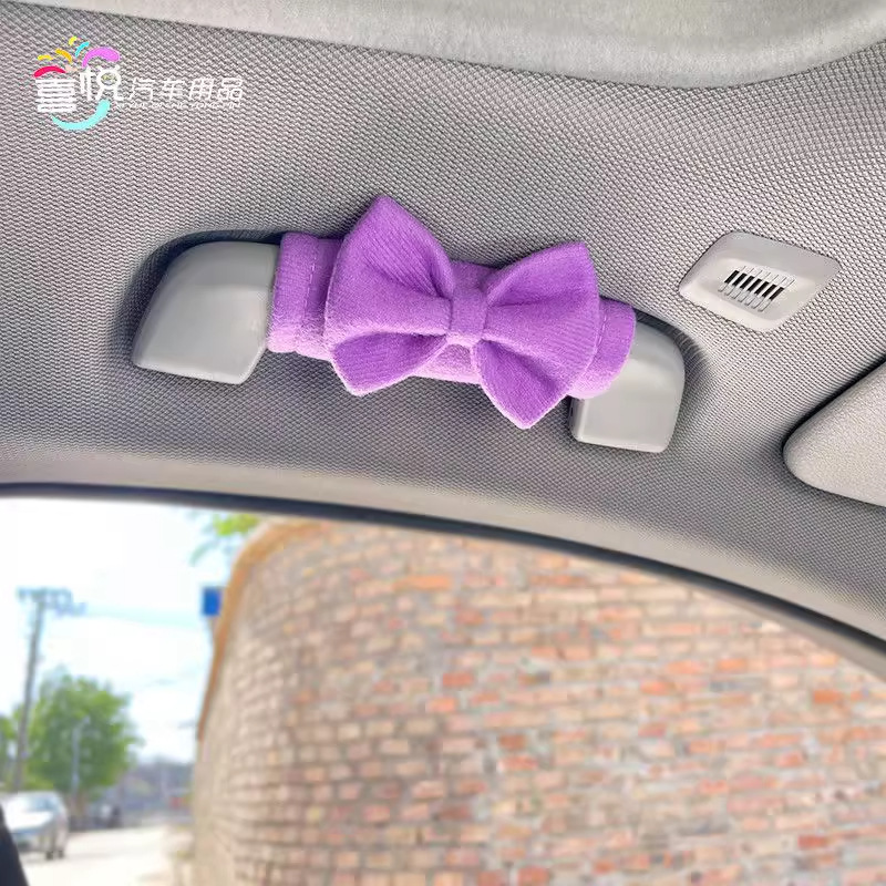 Car Roof Handle Protective Cover Car Door Handle Cover Cute Co-Pilot Decorative Bow Roof Handrail Cover
