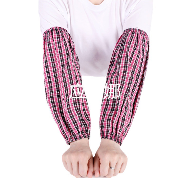 Cotton Plaid Cotton Sleeves for Men and Women Labor Protection Long Factory Workshop Anti-oil Stain Sleeves Sunscreen Hand Sleeves Wholesale