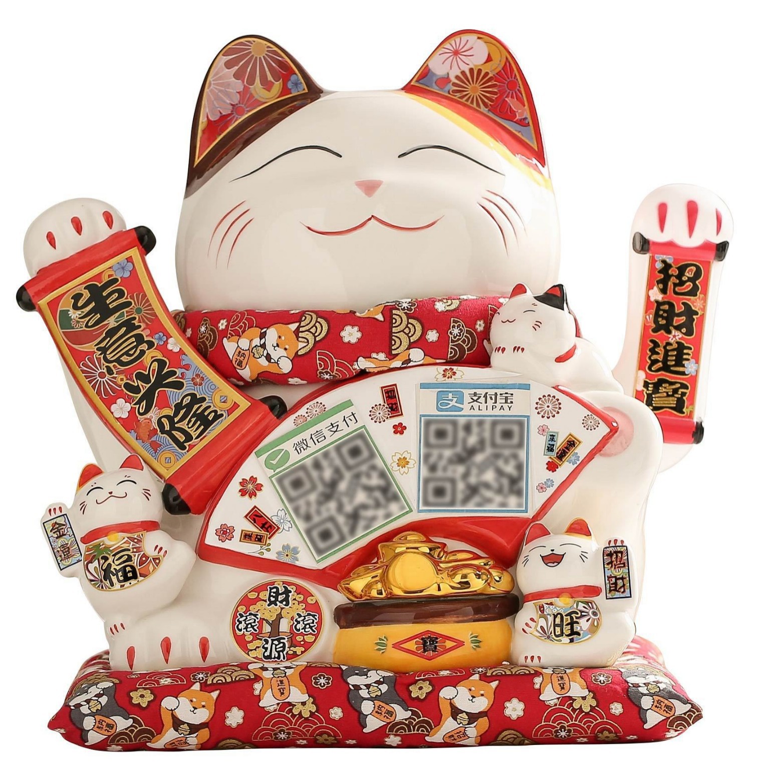 Large Lucky Cat Qr Code Prompt Bluetooth Voice Announcer Speaker New Store Opening Cashier Gift