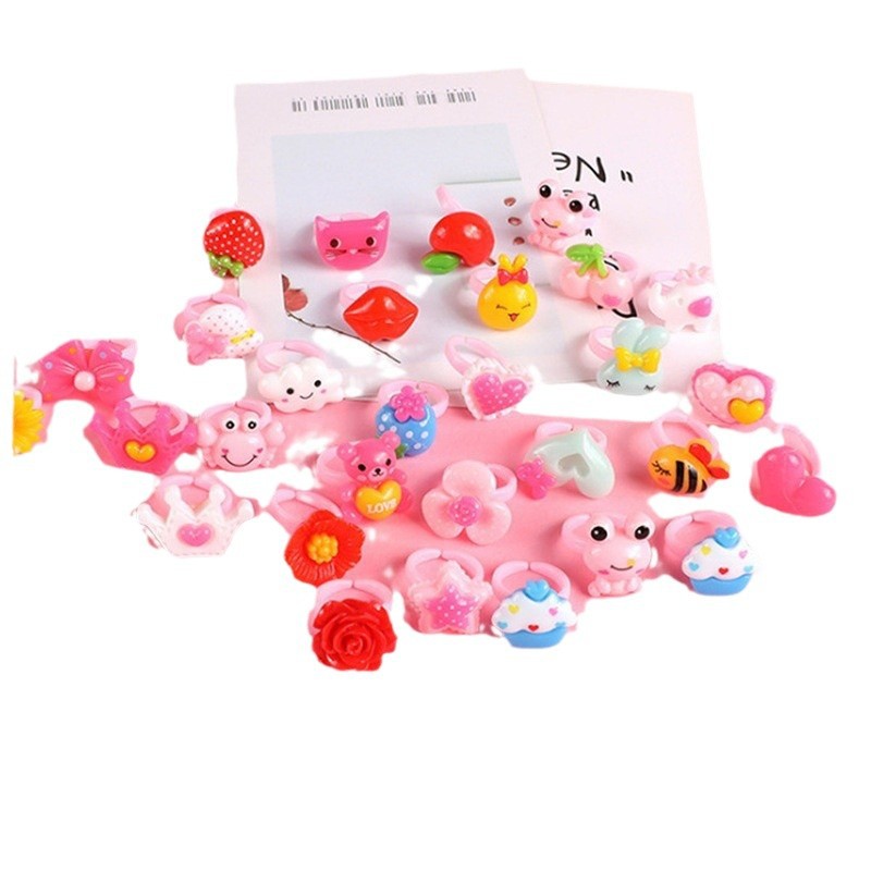 Children's Ring Bulk Children's Jewelry Korean Sweet Children's Small Ring Cartoon Candy Color Ring Plastic Ring