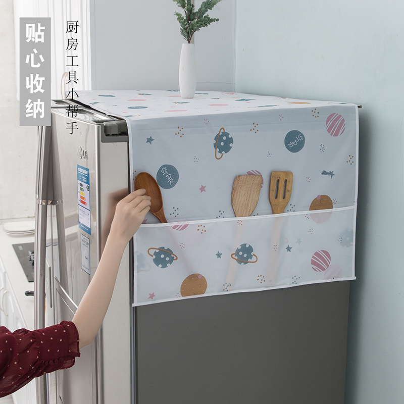 Refrigerator Washing Machine Dust Cover Hanging Bag PEVA Washable Dust-proof and Oil-proof Microwave Oven Cover Single and Double Door Refrigerator Cover