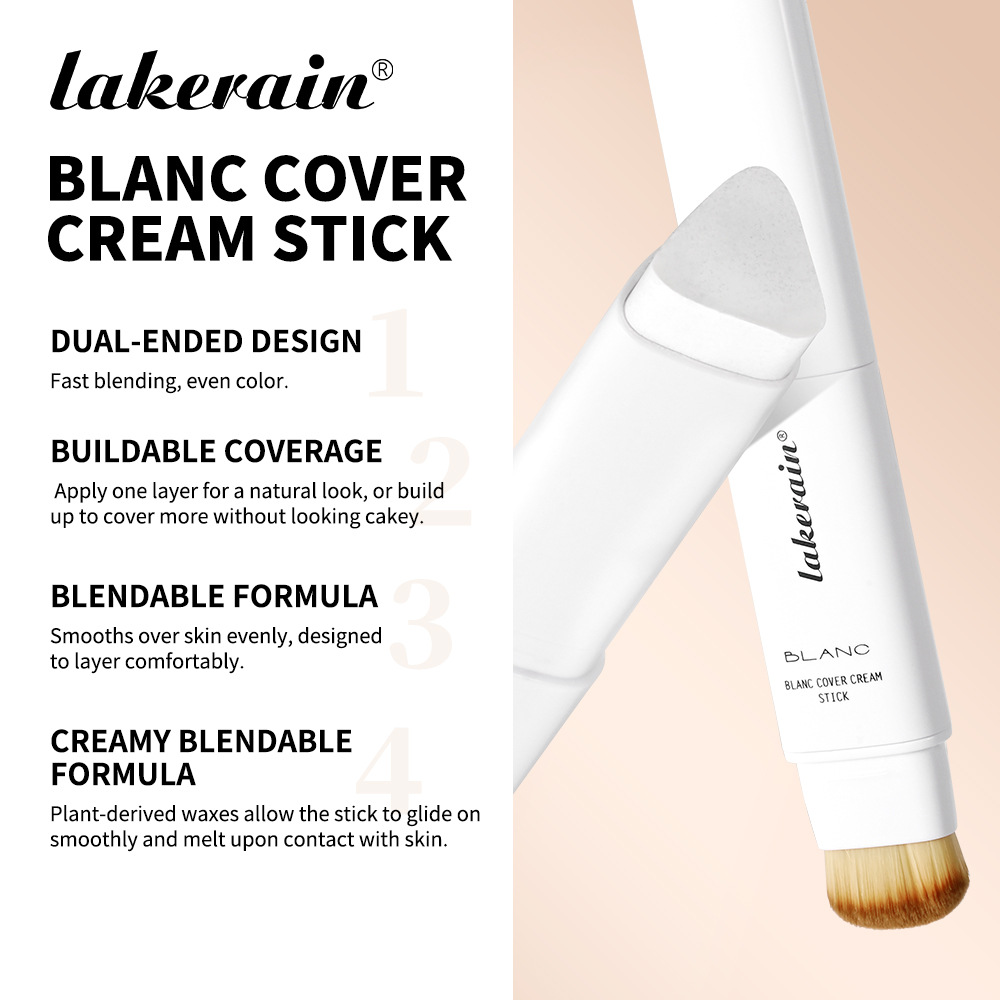 Lakerain Color-Changing Triangular Foundation Stick Double-Ended Two-In-One Color-Changing Foundation Cream Is Light and Moisturizing, Invisible Pores