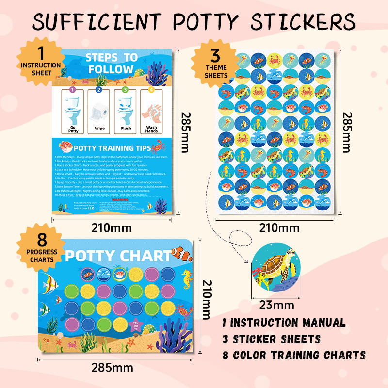 Cross-Border Kidsren's Toilet Training Stickers Amazon Temu Toilet Reward Chart Baby Boy Girl Potty