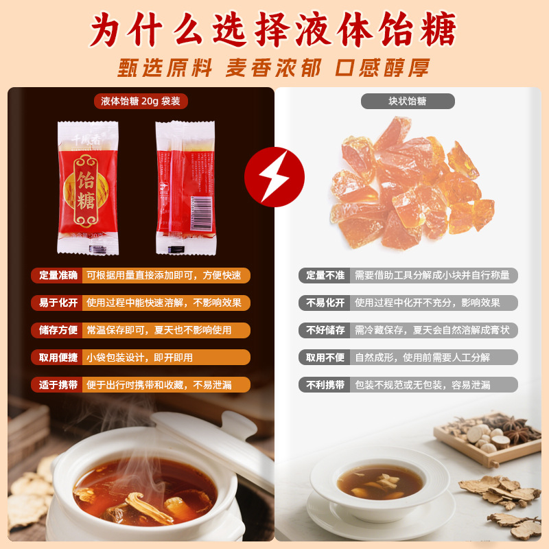 Qianfengxiang Liquid Maltose Pure Maltose 20g Small Bag Boiled Paste Autumn Pear Paste Xiao Jianzhong Soup Baking Ingredients