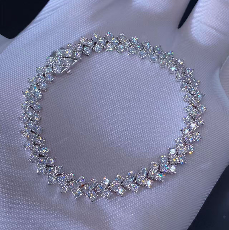 Браслет теннисный из платины Pt950 с лабораторно выращенными бриллиантами, роскошный модный универсальный браслет