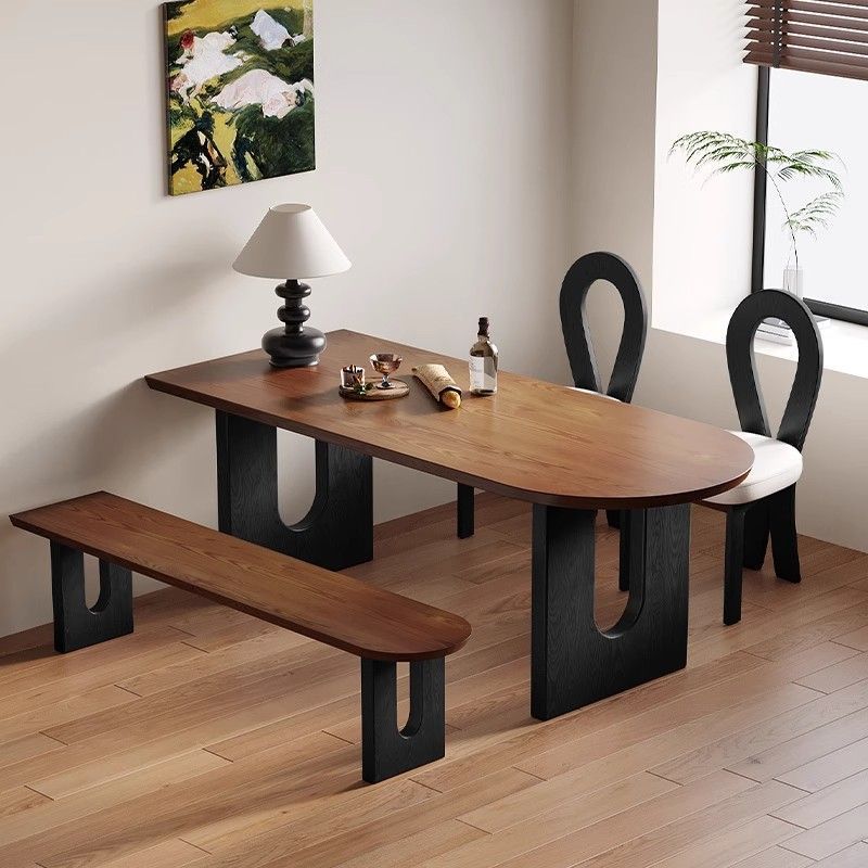 Обеденный стол и стулья в стиле французского середины века из массива дерева для дома, небольшой квартиры, настольный полукруглый стол