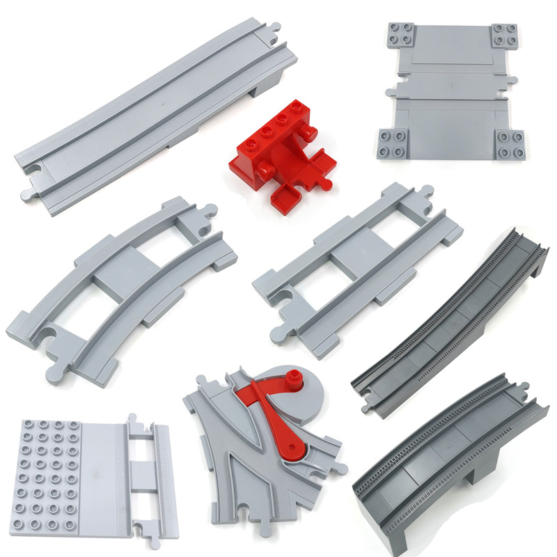 Happy children's toy large particle building blocks train track parts 1 piece straight rail curved rail oblique cross climbing track
