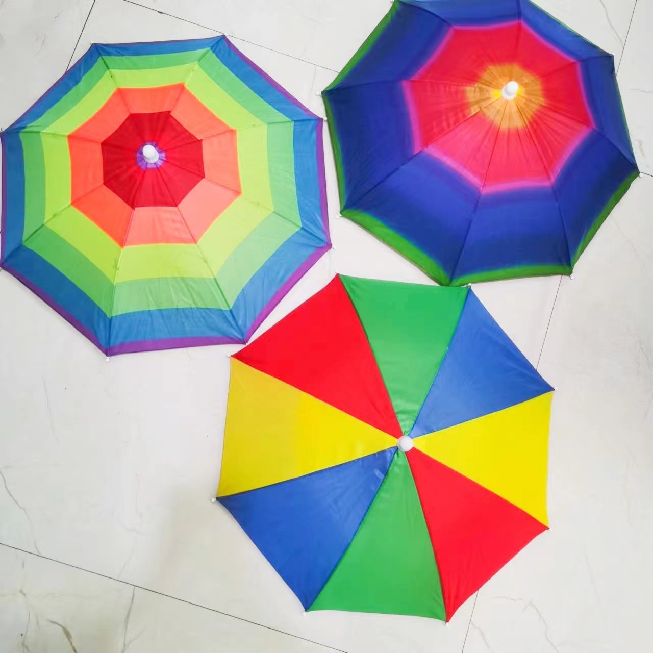 Легкий солнцезащитный зонт-шляпа с эластичным ремнем, уличный зонт в полоску цвета арбуза для рыбалки