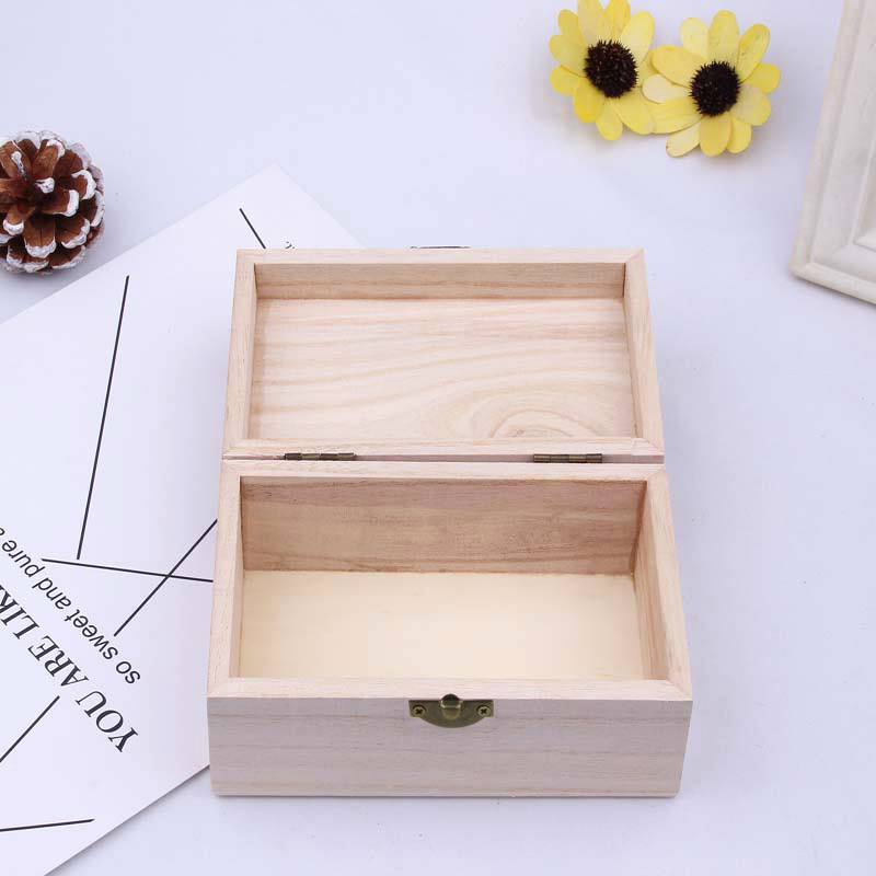 Spot Wooden Box Paulownia Box DIY Rectangular Wooden Box Home Paulownia Original Color Painted Wooden Box Can Be Printed with Logo