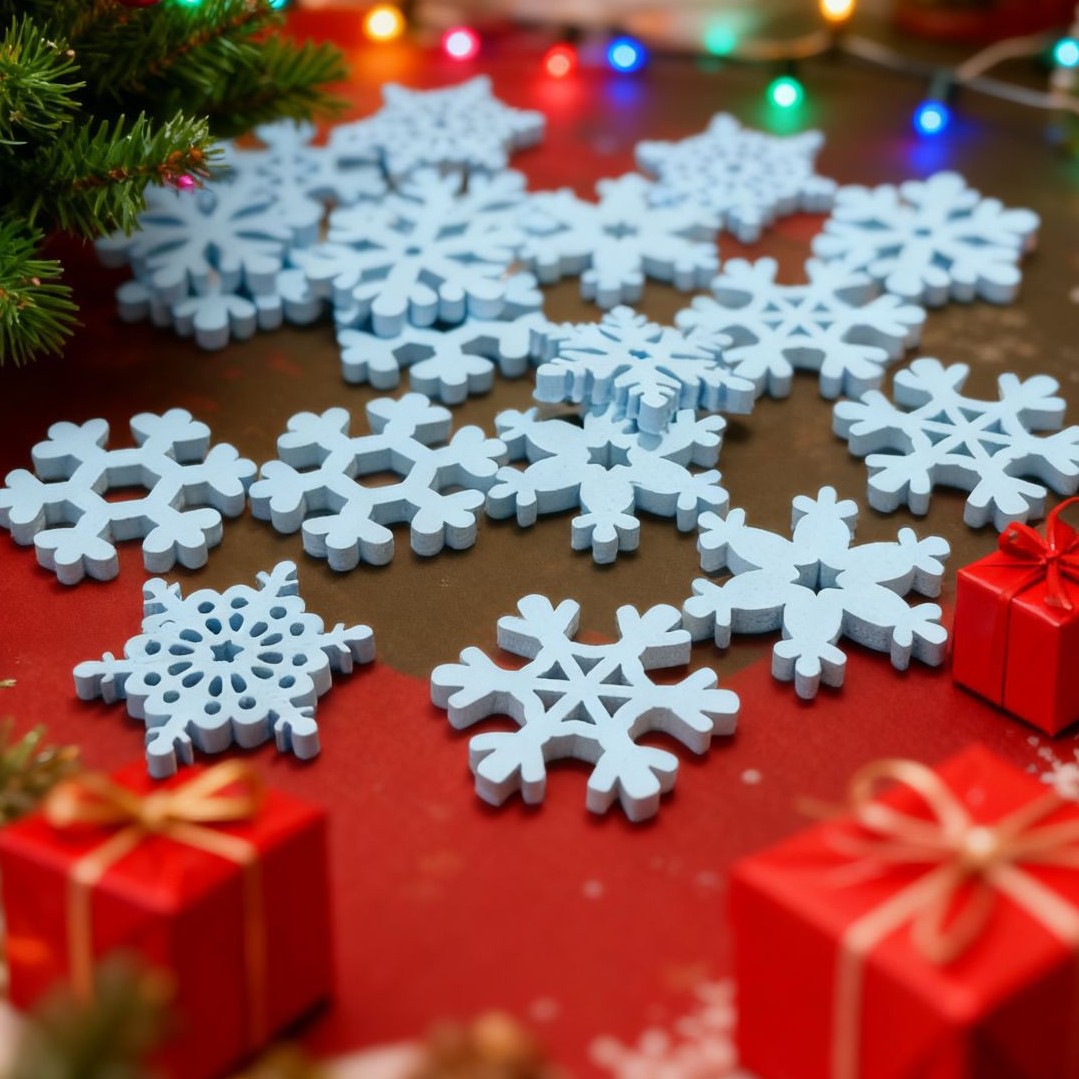 Christmas Tree Pendant Wooden Crafts Home Decoration Holiday Gifts Christmas Ornaments Small Snowflake Wood Chips Wooden