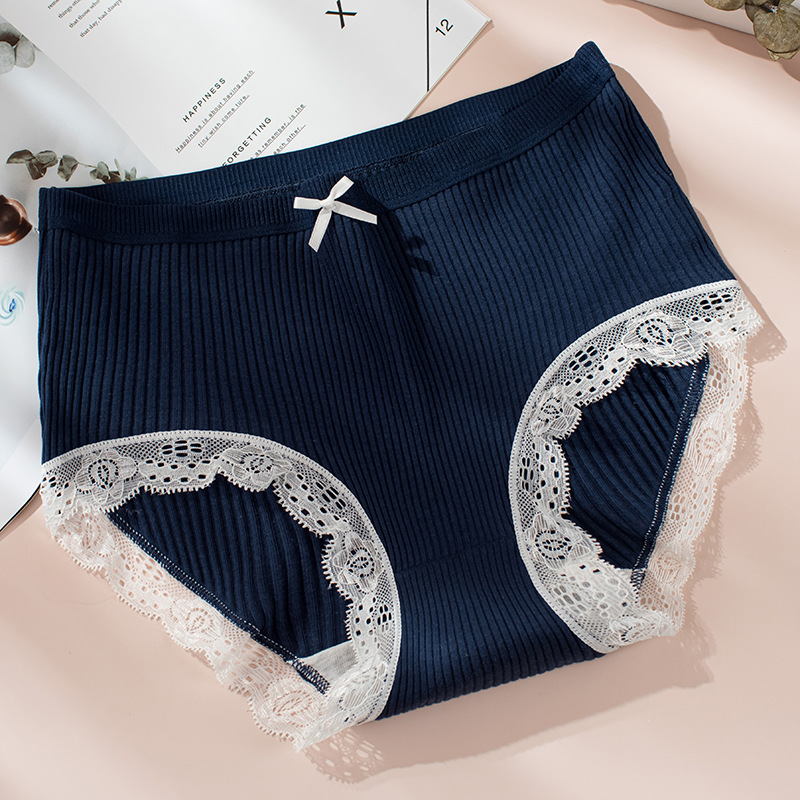 New plus size Thread High Waist Underwear Comfortable Cotton Underwear Women's Bacteriostatic Contrast Breathable Women's Lace Underwear