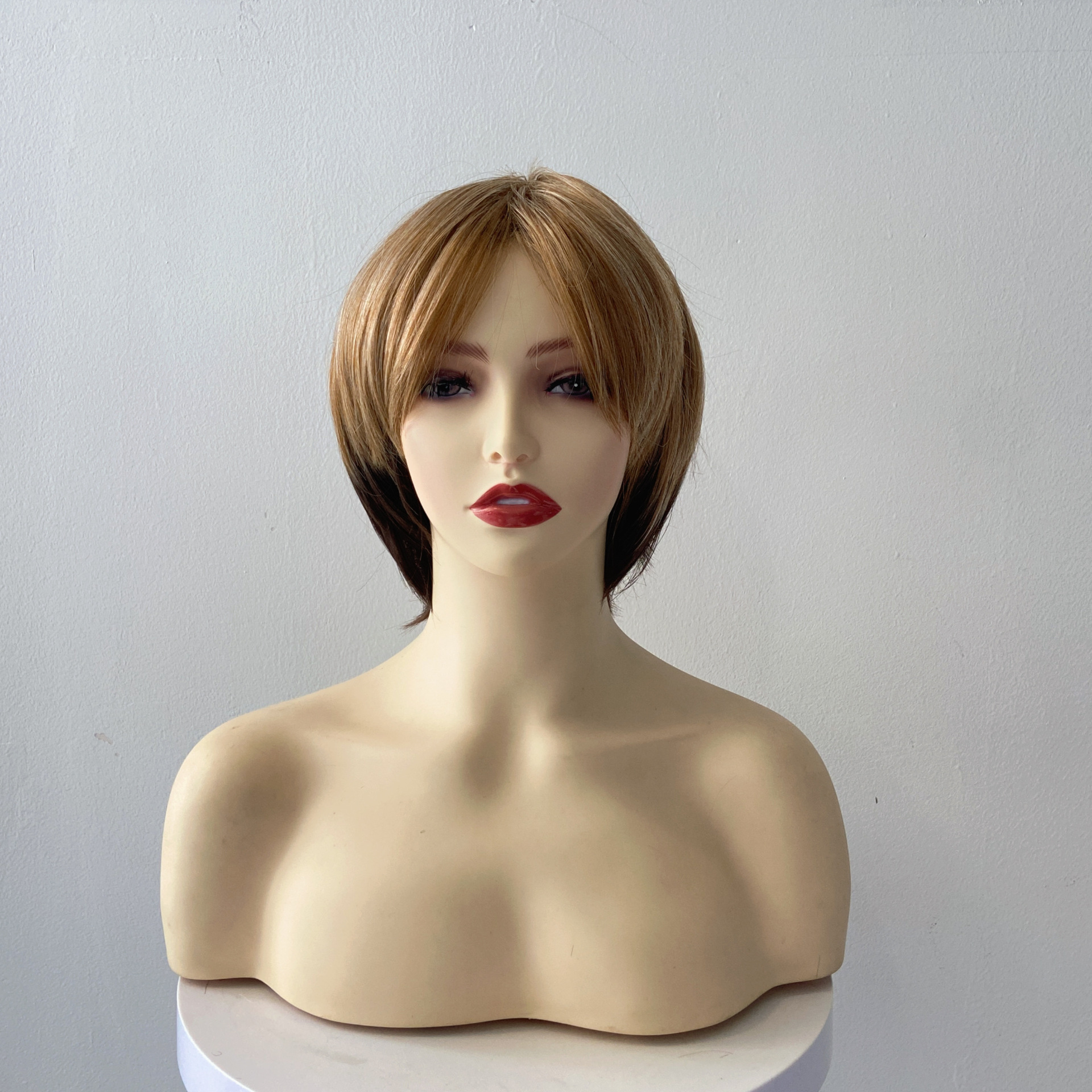 Premium wig cross-border European and American fashion wig women's short straight hair chemical fiber whole top headgear source factory in stock wholesale