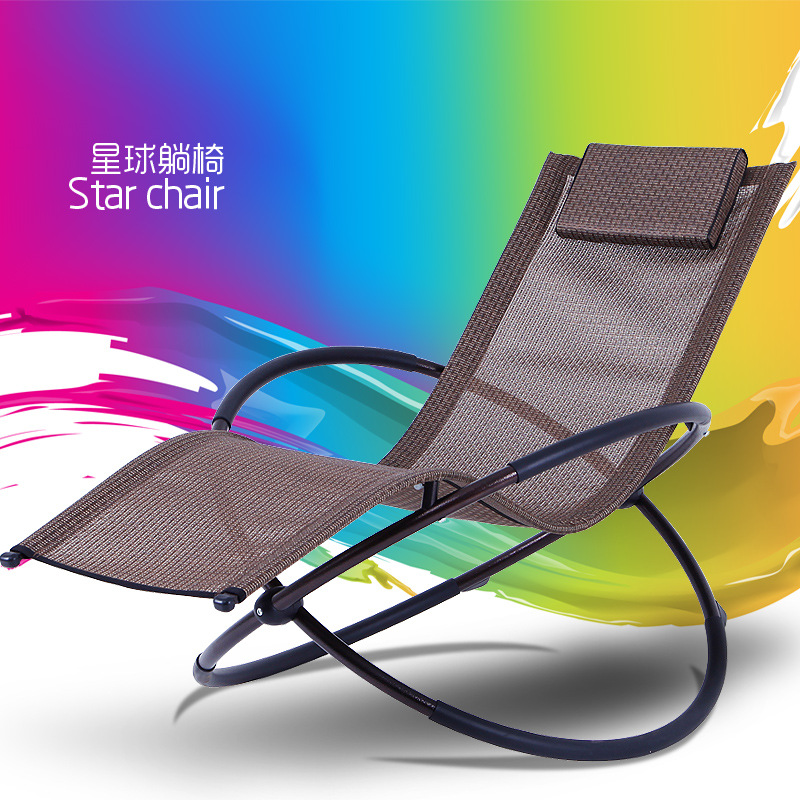 Factory Direct Sales Iron Outdoor Double Circle Rocking Chair Planet Rocking Chair Beach Garden Leisure Lounge Chair
