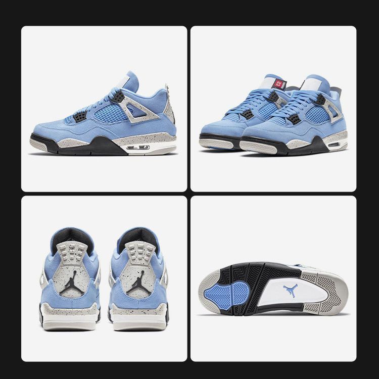 Putian Shoes High Edition Wholesale AJ4 Black and White Cat Midnight Blue and White Cement Red Button Joe 4 Sports Air Cushion Basketball Men's and Women's Shoes