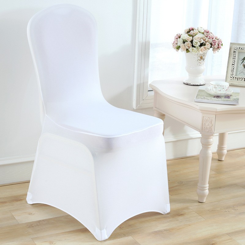 White chair cover elastic cover hotel wedding banquet chair cover all-inclusive chair seat cover stool cover foreign trade wholesale 140g