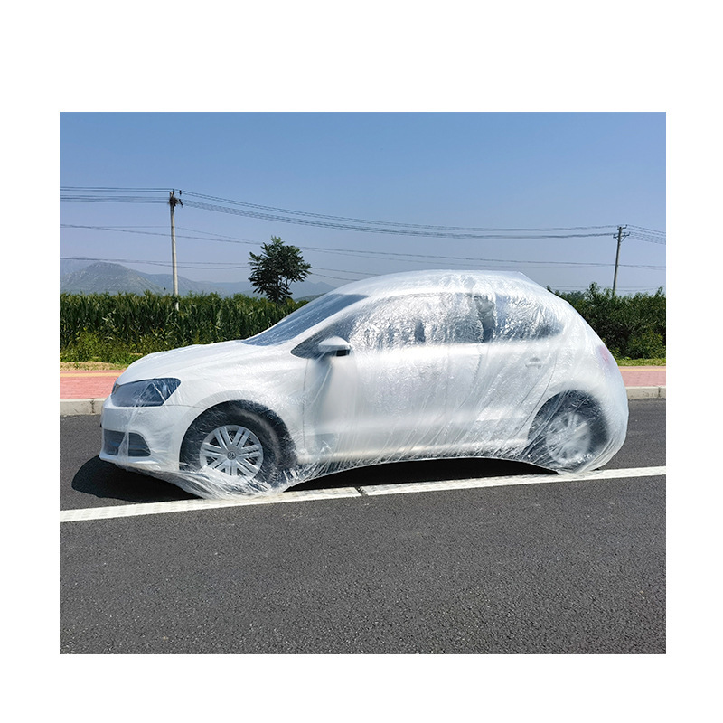 Thickened Disposable Car Clothes Dustproof Rain and Snow Transparent Plastic Protective Cover Simple Portable PE Film Car Cover