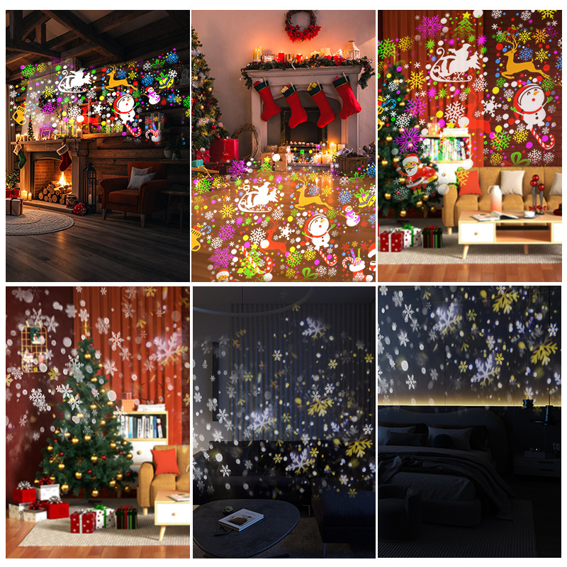 2023 Grab New Christmas Projection Snowflake Lights Christmas 16 Pictures Led Atmosphere Lights Christmas Decorations Gifts