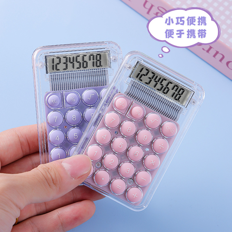 Cross-border High-value Mini Transparent Cute Calculator Pocket Portable Candy Color Student Gift