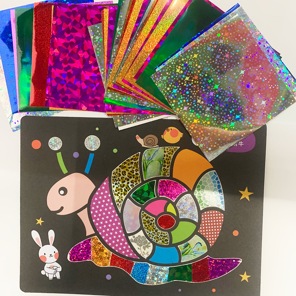 Золотая бумага, лазерная фольга, алюминиевые вспышки, DIY голографические наклейки, бумажный пакет