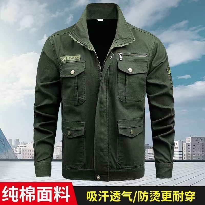 Workwear Suit for Men and Women, Cotton Imitation Ironing Wear-Resistant Labor Protection Clothing, Construction Site Welding Clothing, Cotton Workwear