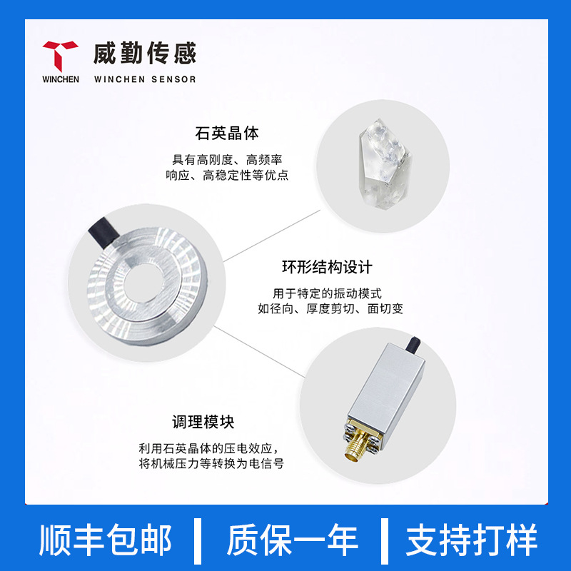 Ring-Shaped Piezoelectric Sensor for Velocity and Dynamic Force Measurement, Piezoelectric Transducer, Vibration Quartz Crystal Piezoelectric Monitoring