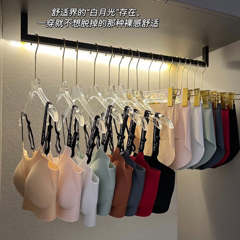 New Seamless Underwear for Women with English Strap Nude Latex Jelly Support Set Big Red Large Size Bra for Women