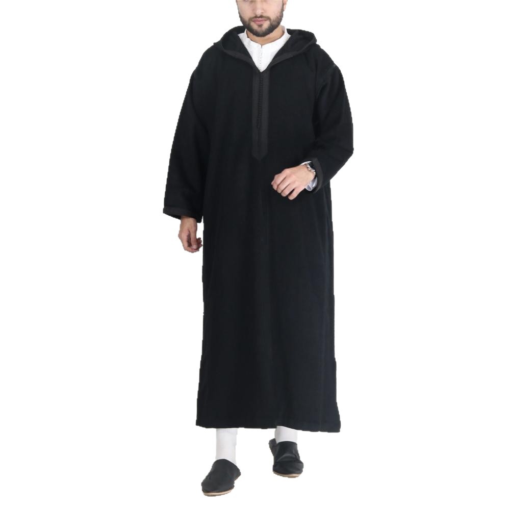 2023 New Cross-border Foreign Trade AliExpress Arab Style Long Men's Hooded Shirt Muslim Robe