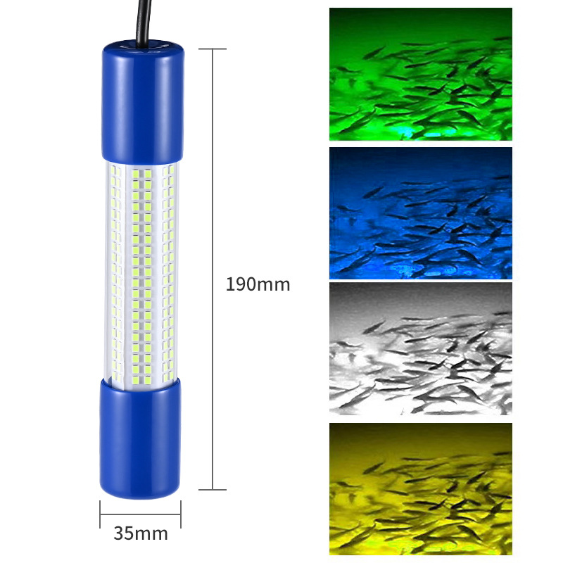 12-24V Underwater Fish Luring Lamp 30W50W Fish Gathering Lamp Marine Fishing Raft Fishing Lamp Fish Gathering Net Squid Lamp