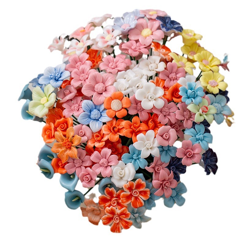 Ceramic flower hand-kneaded flower branches eternal flower flower rose daisy mix multi-color small red book explosions