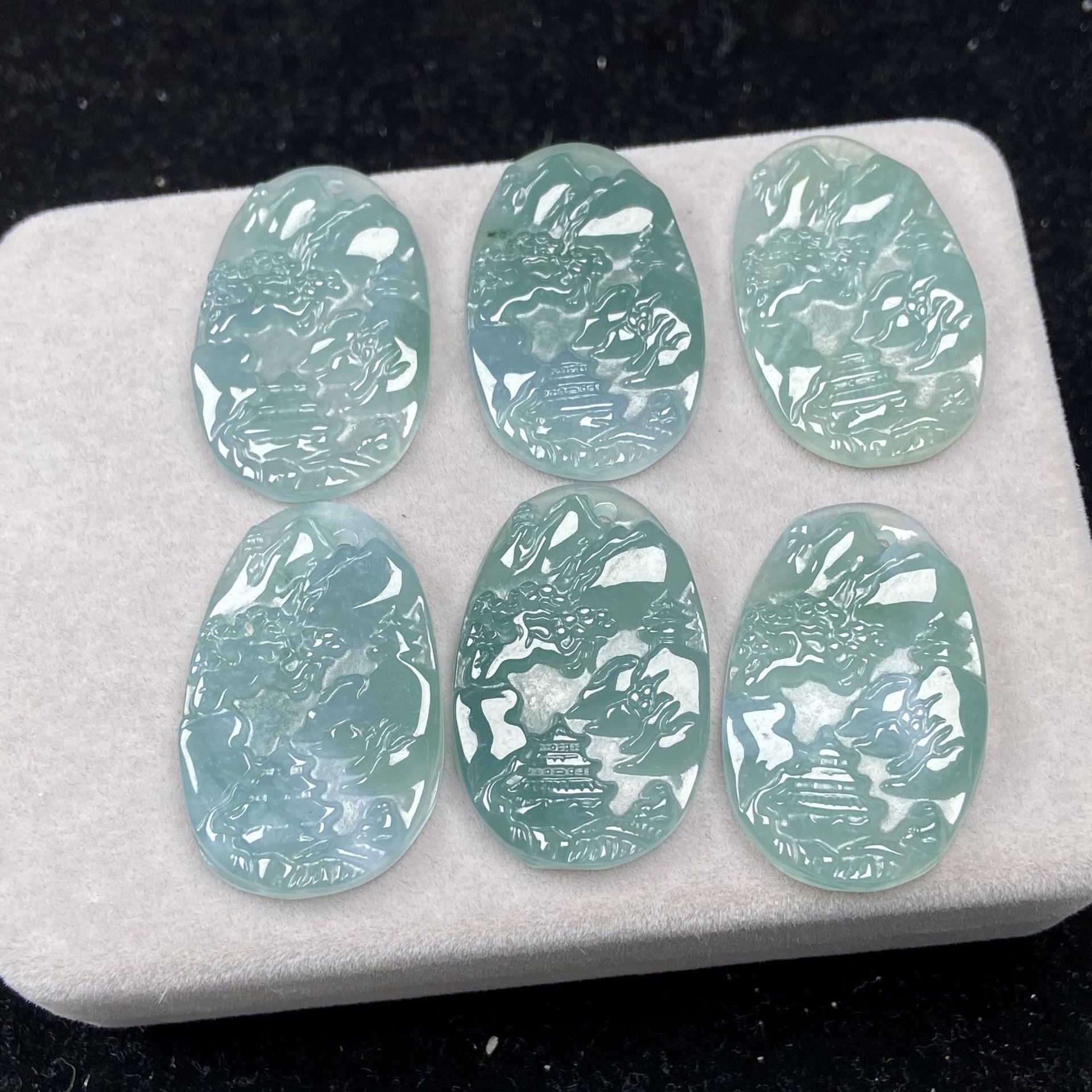 Natural Jade A-Grade Pendant, Ice Bottom Green Color Landscape Pendant, Authentic Four-Hui Jewelry and Jade Wholesale