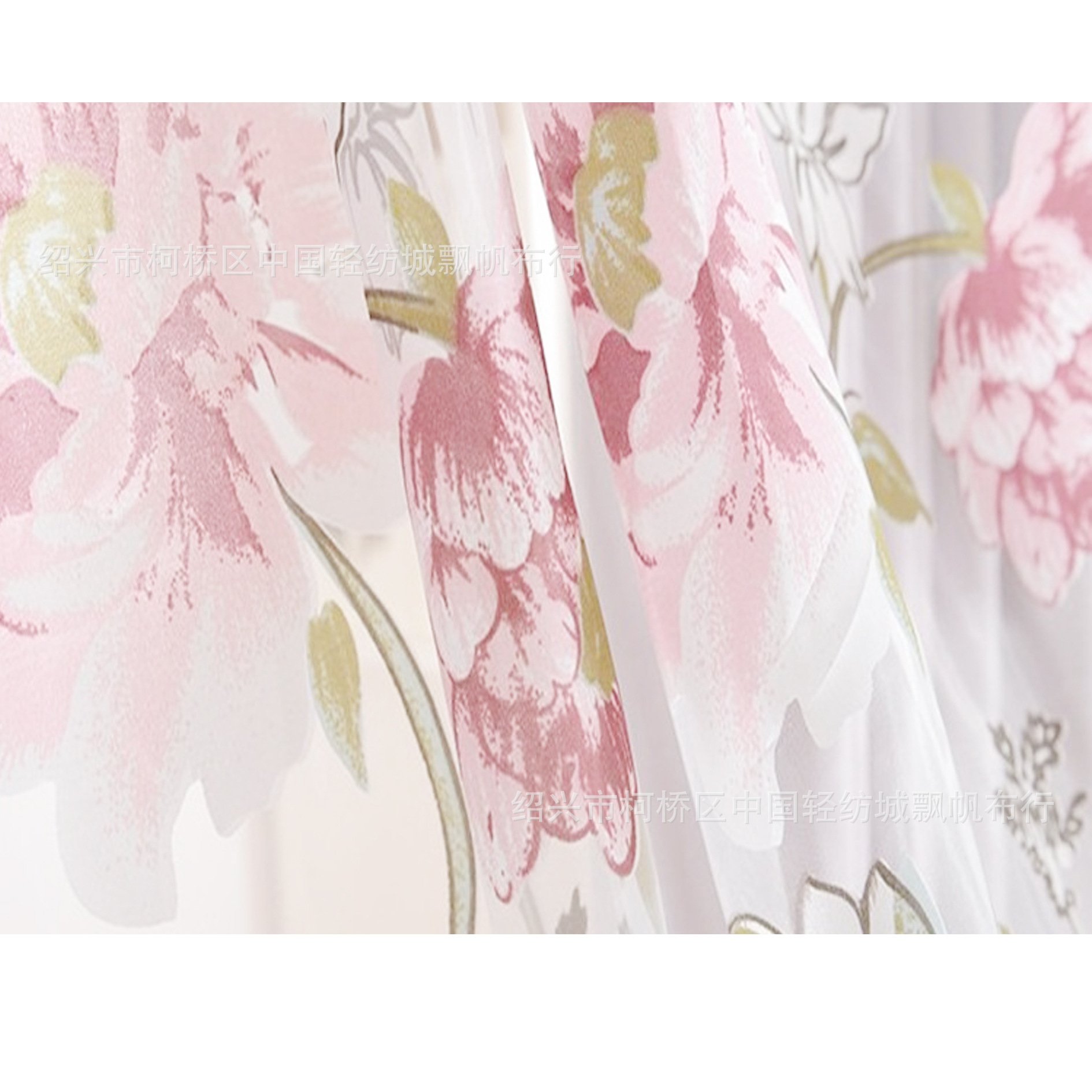 Cross-Border Supply, Factory Direct Sales of Peony Flower D-Material Products, Rotten Flower Screens, Gauze Curtains, Finished Living Room Curtains