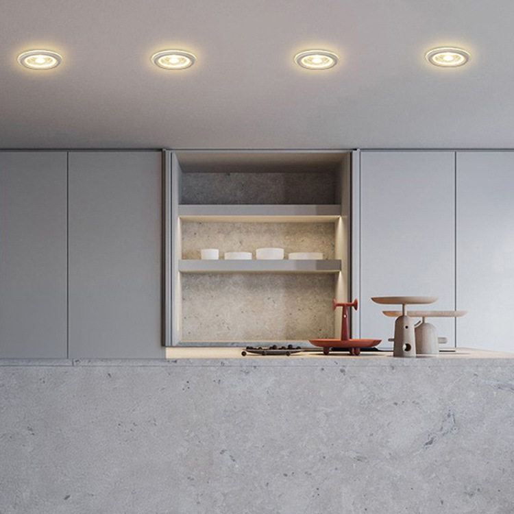 Led Glass Panel Light Factory Direct Sales Large Quantity in Stock Embedded 6W10W Three-Color Dimming Downlight Skd Cross-Border