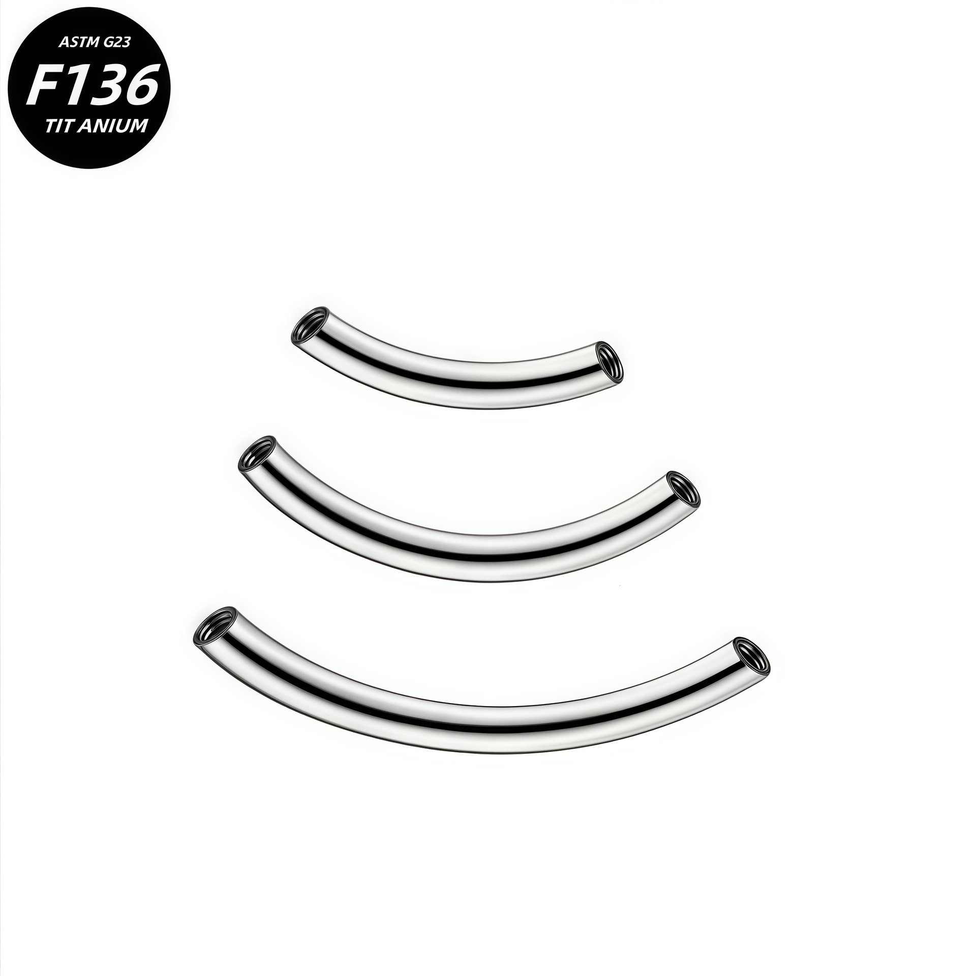 F136 Titanium Alloy Internal Thread Curved Rod G23 Internal Thread Navel Nail Eyebrow Nail Lip Nail Replacement Rod Body Piercing Jewelry