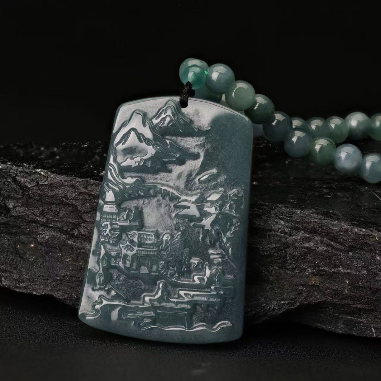 Элитный натуральный нефритовый кулон с голубым водным пейзажем класса А, восковой кулон для мужчин и женщин, оптовая продажа нефрита
