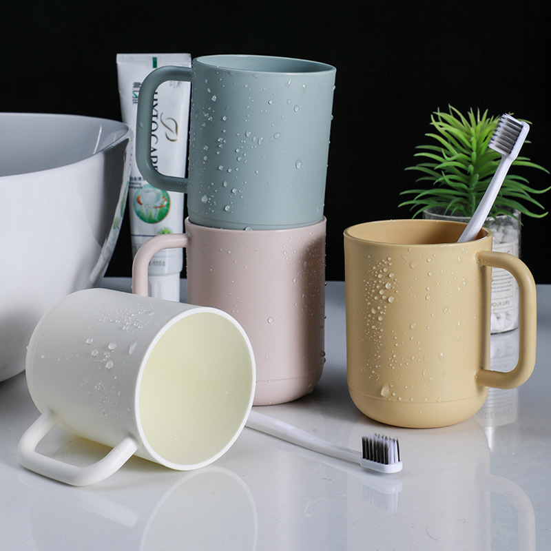 Factory Wholesale Plastic Thickened and Fall-Resistant Toothbrushing Household Wash Cup Dormitory Water Cup with Handle Simple Mouthwash Cup