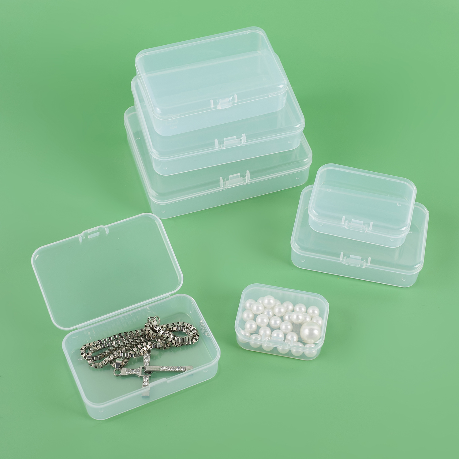 Card film square box rectangular plastic box transparent rice beads floss small product packing box material bracelet storage box